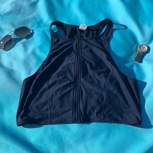 🆕 New J Crew size XL extra large swimsuit top navy swimwear zipper front